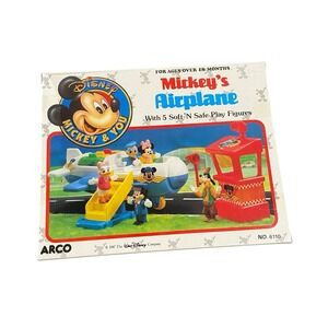 Vintage 1987 ARCO Disney Mickey's Airplane Playset Mickey & You Toy  Box Damage